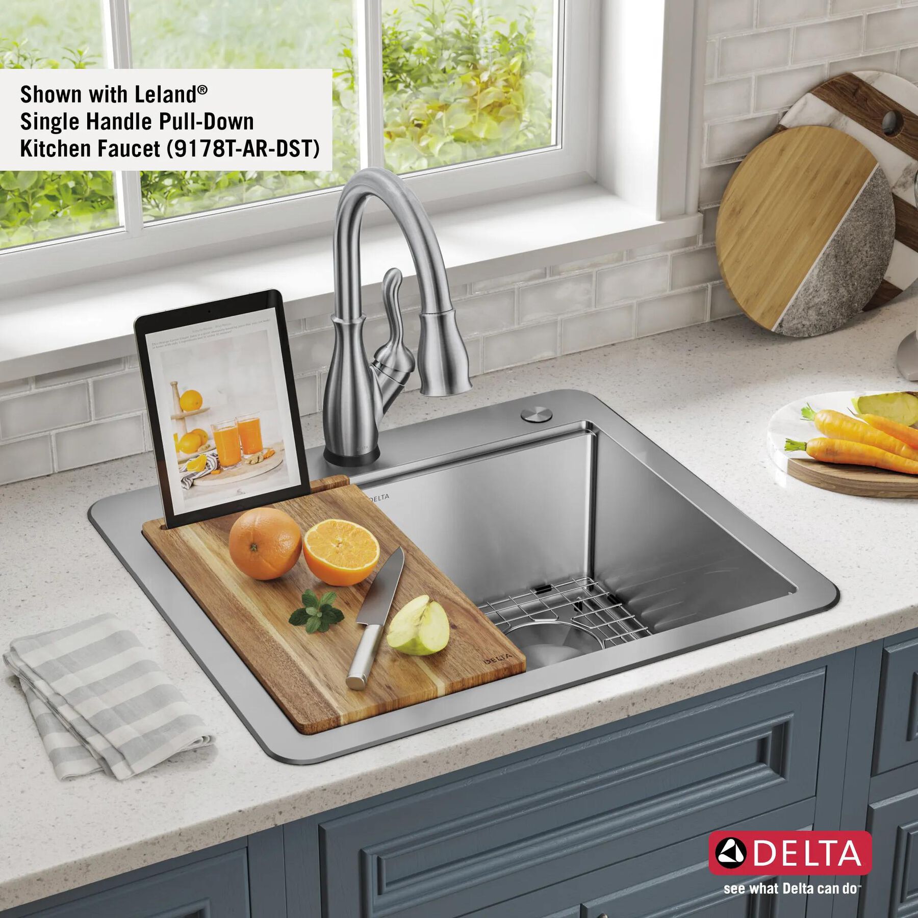 25&rdquo; Workstation Kitchen Sink Drop-In Top Mount Stainless Steel Single Bowl with WorkFlow&trade; Ledge and Accessories